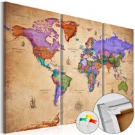 Slika na plutenoj podlozi Colourful Travels (iz tri dijela) [Cork Map] 120x80